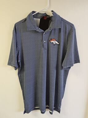 Men’s Size M Denver Broncos Polo Shirt New Antigua Tack Polo